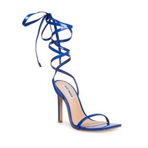 Steve Madden Uplift Blue Strappy Tie Up Sandals (Blue, 7)